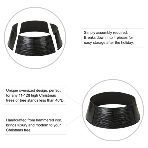 Glitzhome 40.5" D Christmas Hammered Metal Tree Collar