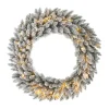 Glitzhome 36" D Oversized Pre-Lit Snow Flocked Christmas Wreath
