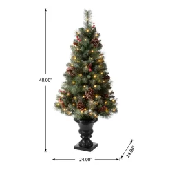 Glitzhome 4 Ft. Flockedchristmastree With Pinecone And Berries