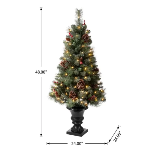 Glitzhome 4 Ft. Flockedchristmastree With Pinecone And Berries