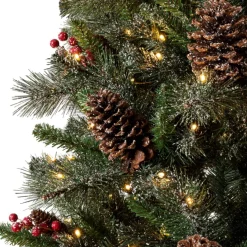 Glitzhome 4 Ft. Flockedchristmastree With Pinecone And Berries