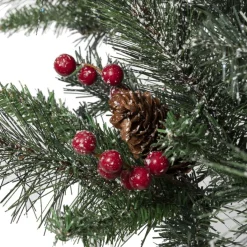 Glitzhome 4 Ft. Flockedchristmastree With Pinecone And Berries
