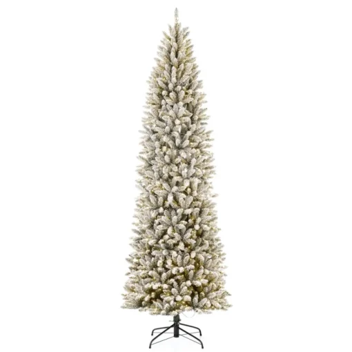 Glitzhome 9 Ft. Preloaded Led Pencil Fir Artificial Christmas Tree