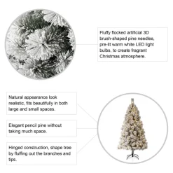 Glitzhome 6 Ft. Preloaded Led Pencil Pine Artificial Christmas Tree