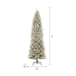 Glitzhome 9 Ft. Preloaded Led Pencil Fir Artificial Christmas Tree