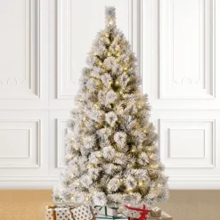 Glitzhome 6 Ft. Preloaded Led Pencil Pine Artificial Christmas Tree