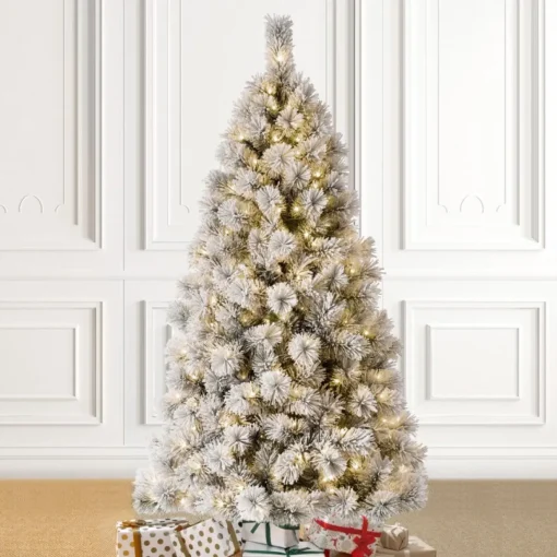 Glitzhome 6 Ft. Preloaded Led Pencil Pine Artificial Christmas Tree