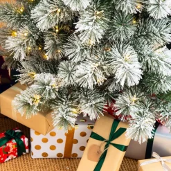 Glitzhome 6 Ft. Preloaded Led Pencil Pine Artificial Christmas Tree