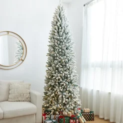 Glitzhome 9 Ft. Preloaded Led Pencil Fir Artificial Christmas Tree