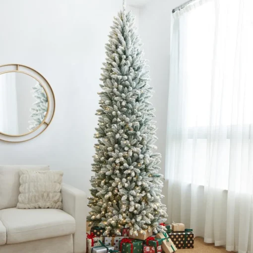 Glitzhome 9 Ft. Preloaded Led Pencil Fir Artificial Christmas Tree