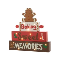Glitzhome 12" H Lighted Wooden Christmas Gingerbread Man Table Decor