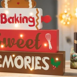 Glitzhome 12" H Lighted Wooden Christmas Gingerbread Man Table Decor