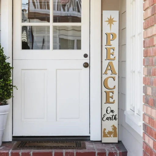 Glitzhome 60" H Wooden Nativity Peace Porch Sign
