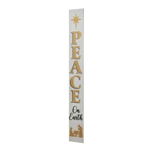 Glitzhome 60" H Wooden Nativity Peace Porch Sign