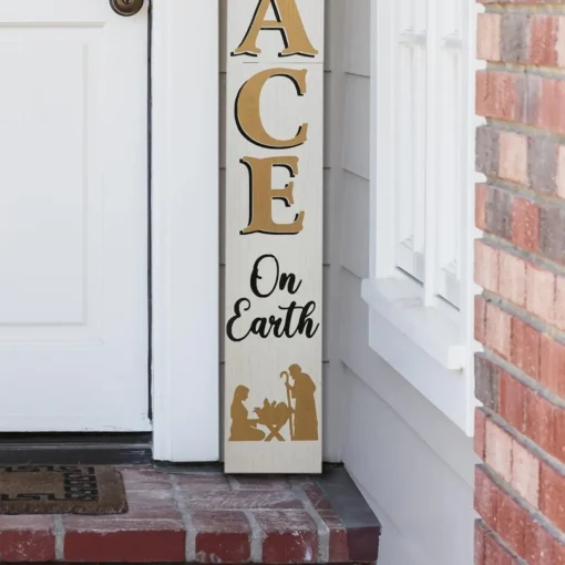 Glitzhome 60" H Wooden Nativity Peace Porch Sign