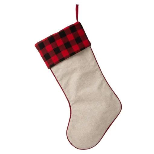 Glitzhome 21" L Led Embroidered Linen Dog Christmas Stocking