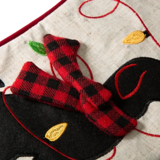 Glitzhome 21" L Led Embroidered Linen Dog Christmas Stocking
