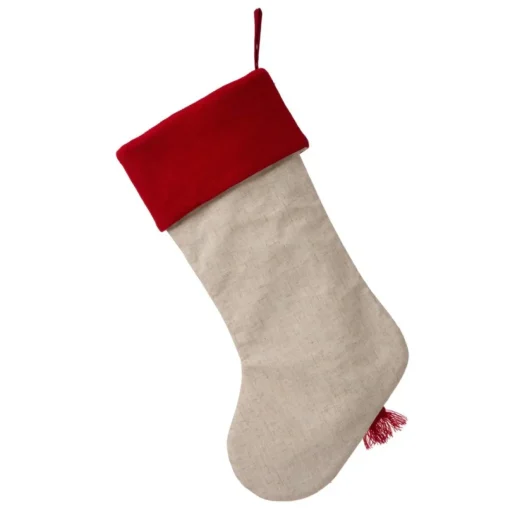 Glitzhome 21" L Led Embroidered Linen Reindeer Christmas Stocking