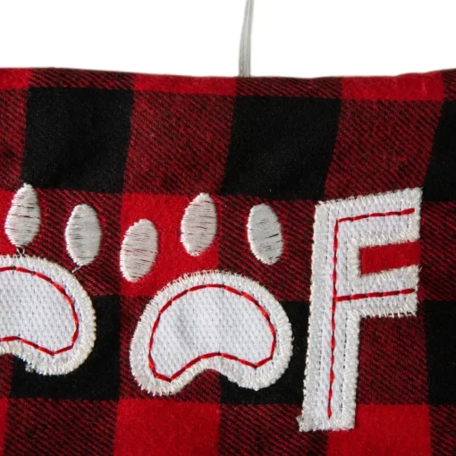 Glitzhome 21" L Led Embroidered Linen Dog Christmas Stocking