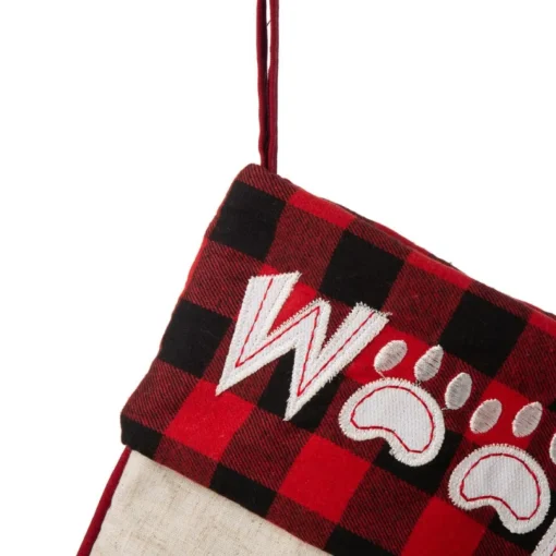 Glitzhome 21" L Led Embroidered Linen Dog Christmas Stocking