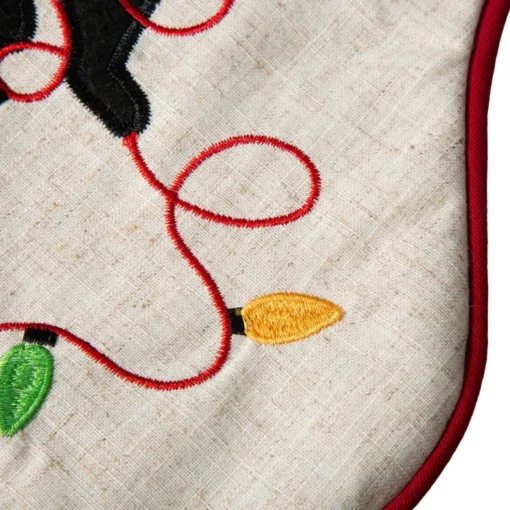 Glitzhome 21" L Led Embroidered Linen Dog Christmas Stocking
