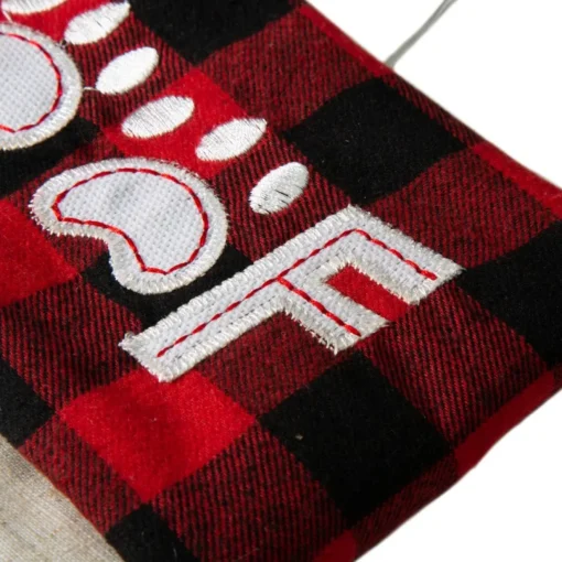 Glitzhome 21" L Led Embroidered Linen Dog Christmas Stocking