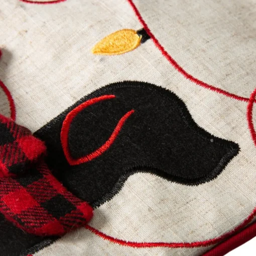 Glitzhome 21" L Led Embroidered Linen Dog Christmas Stocking
