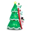 Glitzhome 8' Lighted Inflatable Xmas Snowman Climbing Up Tree Decor