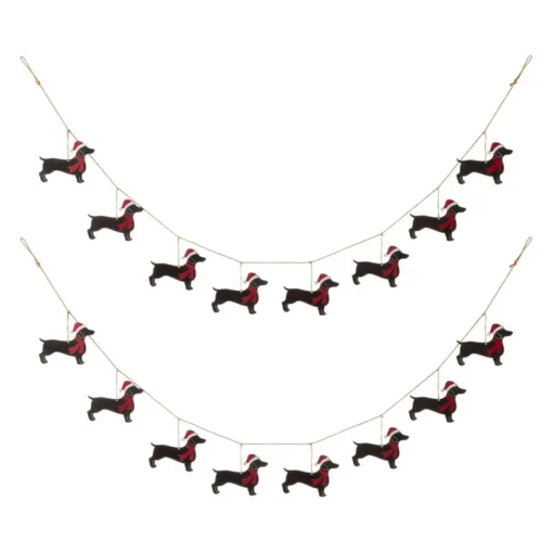 Glitzhome 6' Metal Christmas Dog Garland 2-Pack