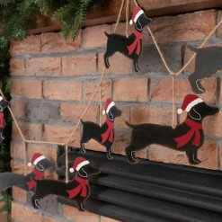 Glitzhome 6' Metal Christmas Dog Garland 2-Pack