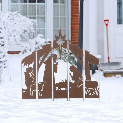 Glitzhome 41.5" Metal Nativity Combo Yard Stake