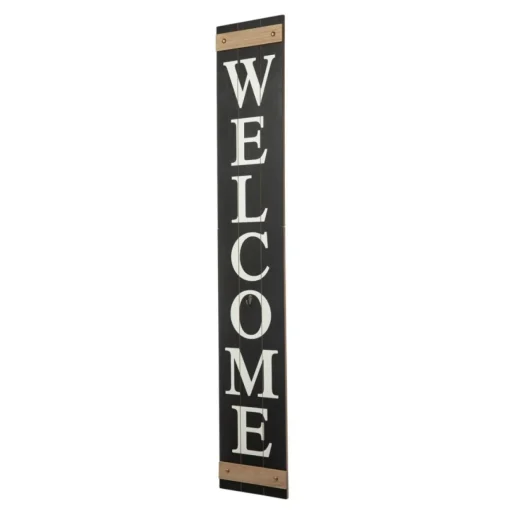 Glitzhome 60" Wooden Welcome Porch Sign W/4 Interchangeable Wreaths