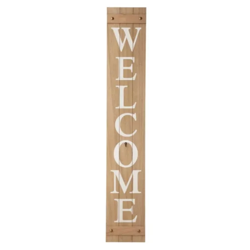Glitzhome 60" Wooden Welcome Porch Sign W/4 Interchangeable Wreaths