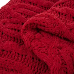 Glitzhome Chenille Knitted Red Throw Blanket