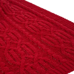 Glitzhome Chenille Knitted Red Throw Blanket