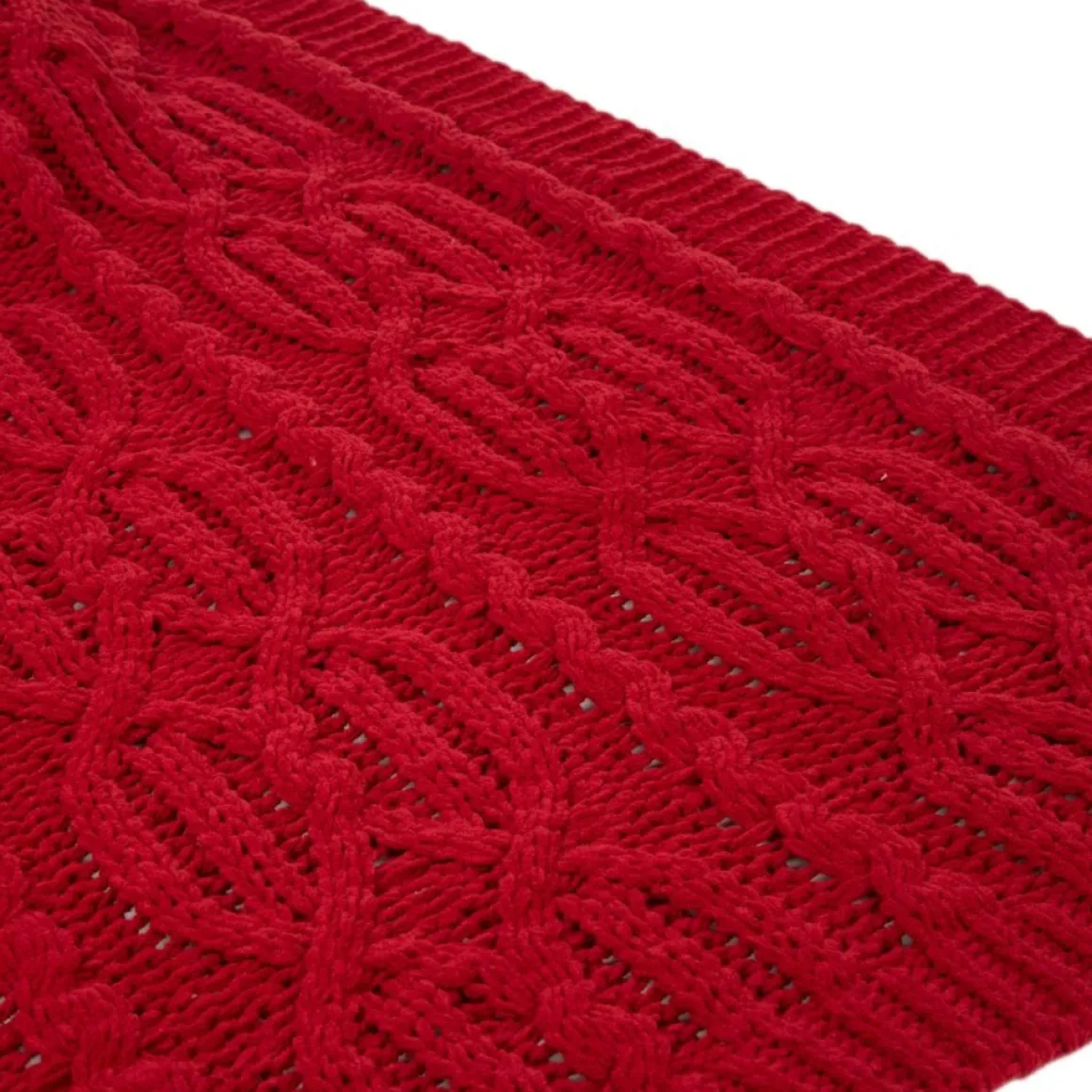 Glitzhome Chenille Knitted Red Throw Blanket