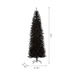 Glitzhome 7.5Ft Black Tinsel Artificial Christmas Tree