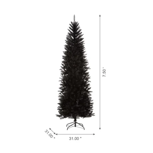 Glitzhome 7.5Ft Black Tinsel Artificial Christmas Tree