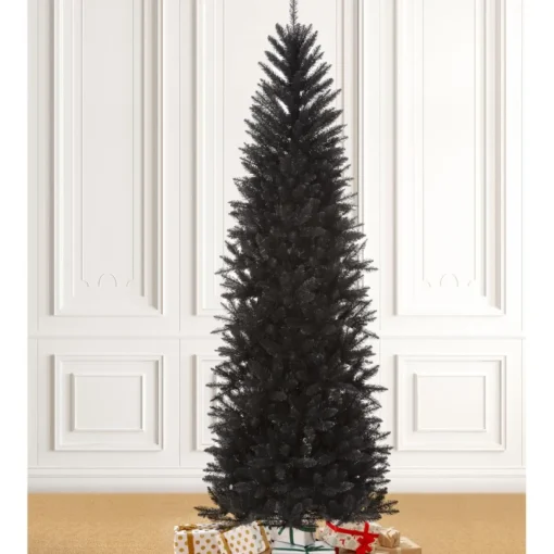 Glitzhome 7.5Ft Black Tinsel Artificial Christmas Tree