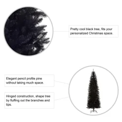 Glitzhome 7.5Ft Black Tinsel Artificial Christmas Tree