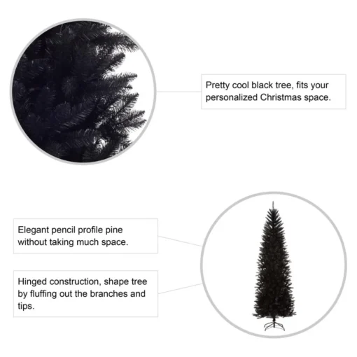 Glitzhome 7.5Ft Black Tinsel Artificial Christmas Tree