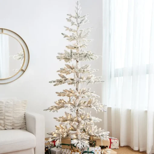 Glitzhome 7Ft. Deluxe Pre-Lit Pine Artificial Christmas Tree W/ Lights
