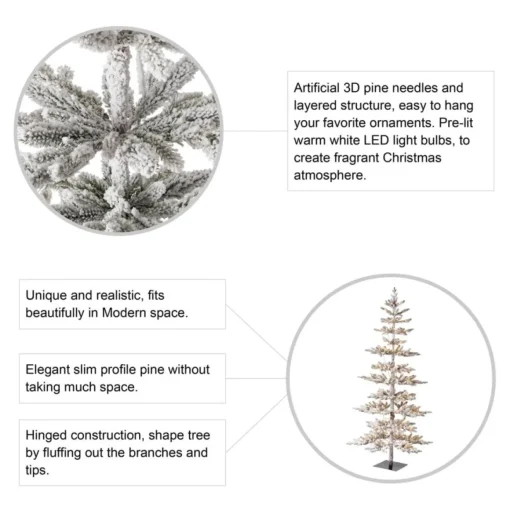 Glitzhome 7Ft. Deluxe Pre-Lit Pine Artificial Christmas Tree W/ Lights