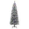 Glitzhome 7.5Ft Pre-Lit Flocked Pencil Green Pine Christmas Tree
