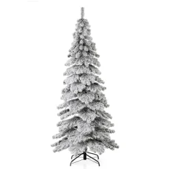 Glitzhome 7.5Ft Pre-Lit Flocked Layered Spruce Artificial Christmas Tree