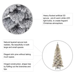Glitzhome 7.5Ft Pre-Lit Flocked Layered Spruce Artificial Christmas Tree