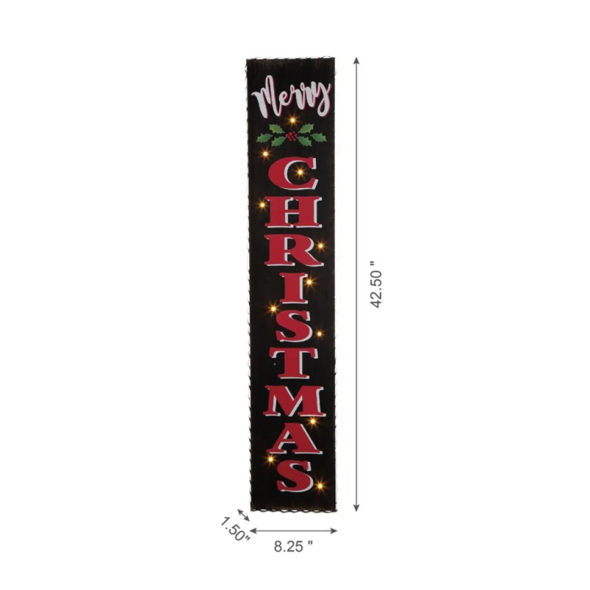 Glitzhome 42"H Lighted Wooden Black Christmas Porch Sign