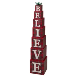 Glitzhome 42"H Wooden Believe Double Sided Porch Decor