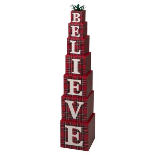 Glitzhome 42"H Wooden Believe Double Sided Porch Decor