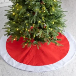 Glitzhome 48In D Red And White Felt Christmas Tree Skirt